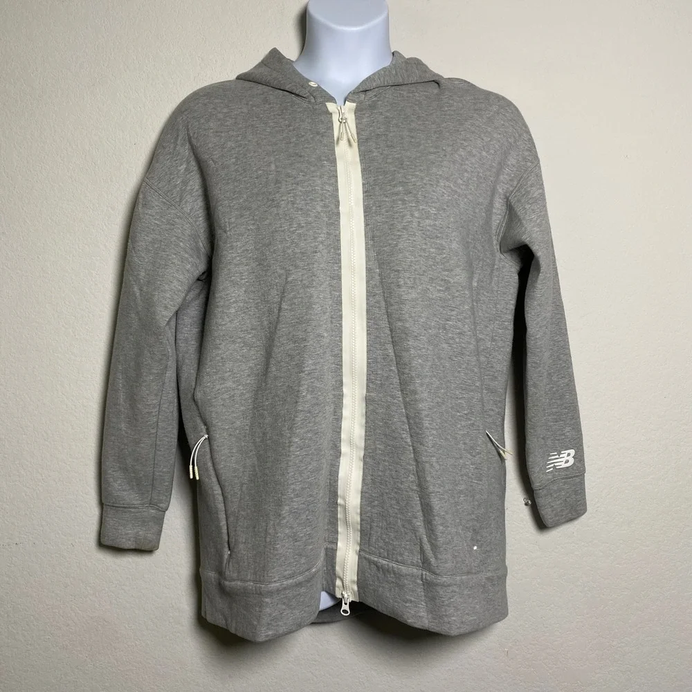 New Balance Womens Gray Full Zip Hoodie Long Sleeve Athletic Comfort Size XL - Picture 1 of 10